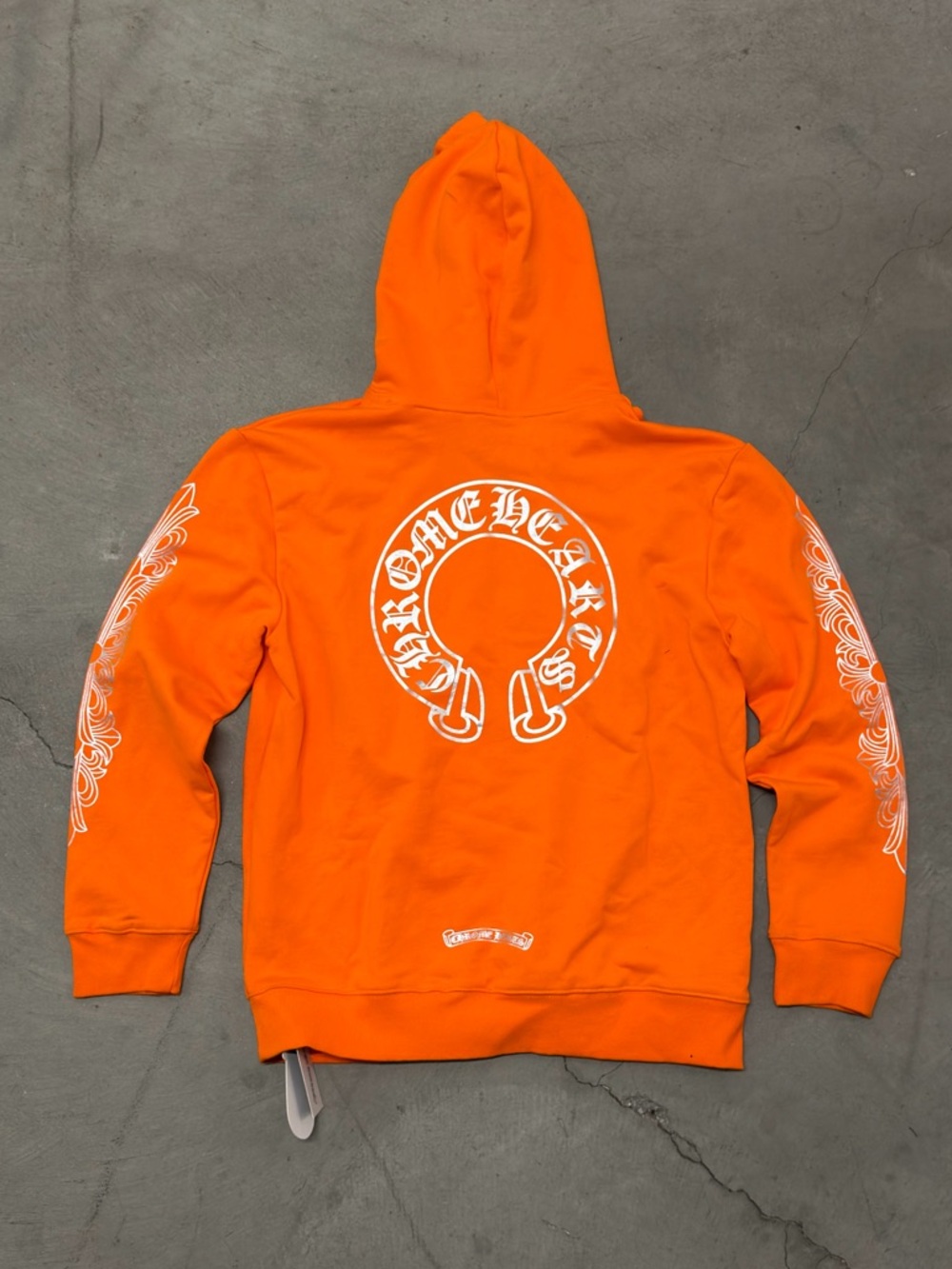 Chrome Hearts Orange & White Big Logo Pullover Hoodie Men's Size Large - Picture 3 of 4